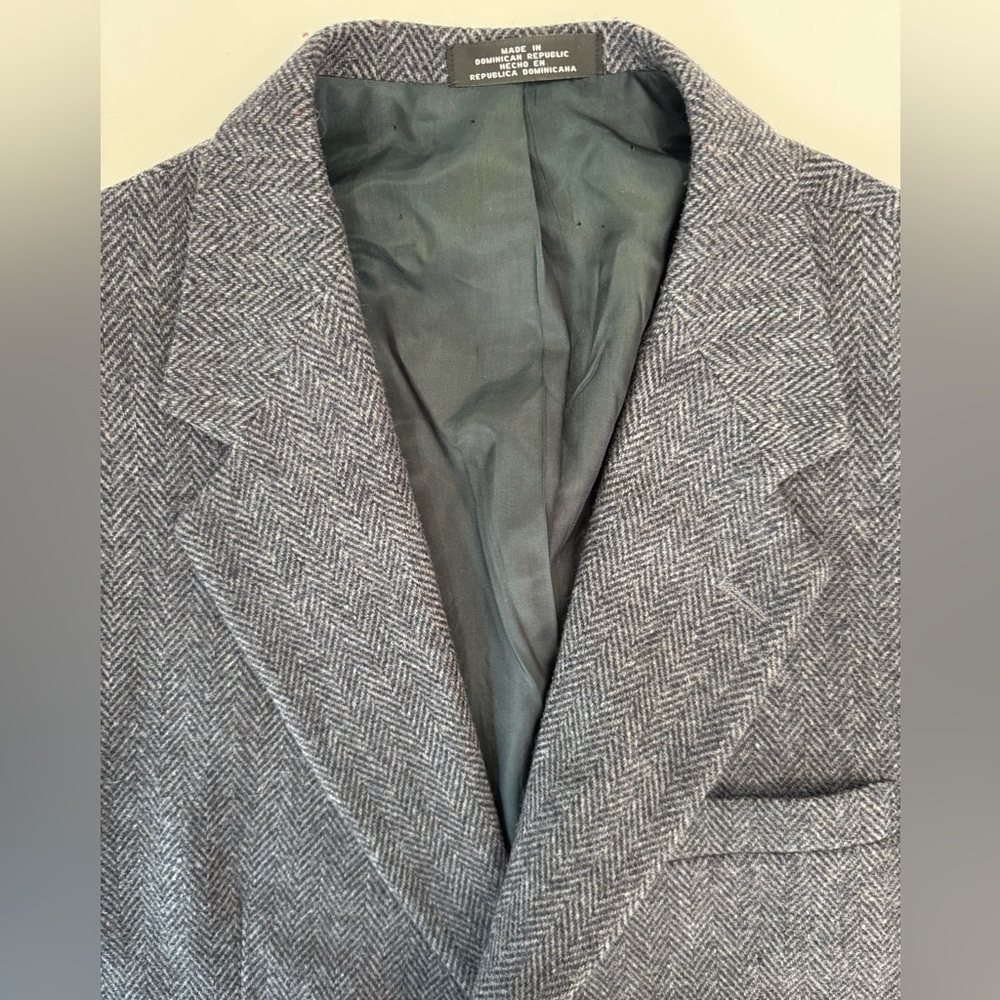 Towncraft Gray Blue Herringbone Tweed Blazer Wool 40S Classic - Picture 4 of 11
